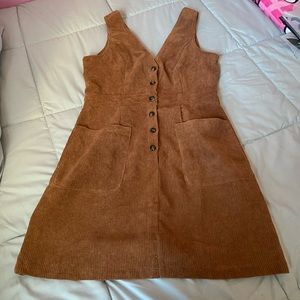 Corduroy Buttoned Mini Overall Dress Size M